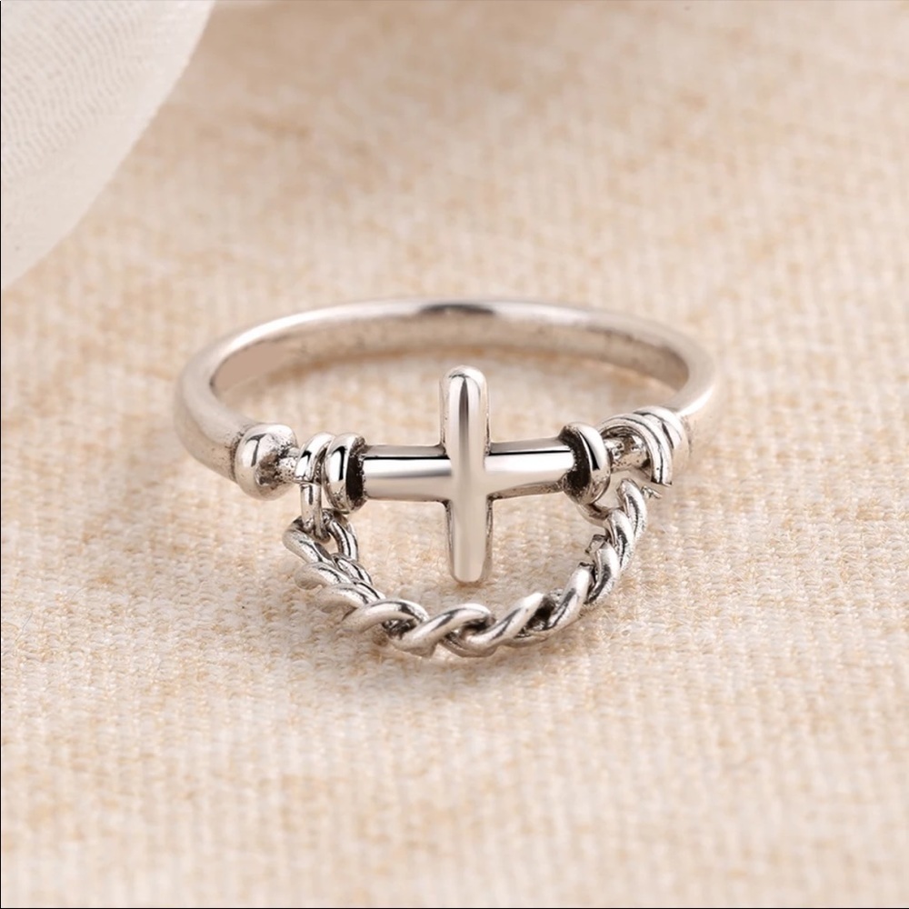 𝅺NEW 925 Sterling Silver Simple Cross Ring